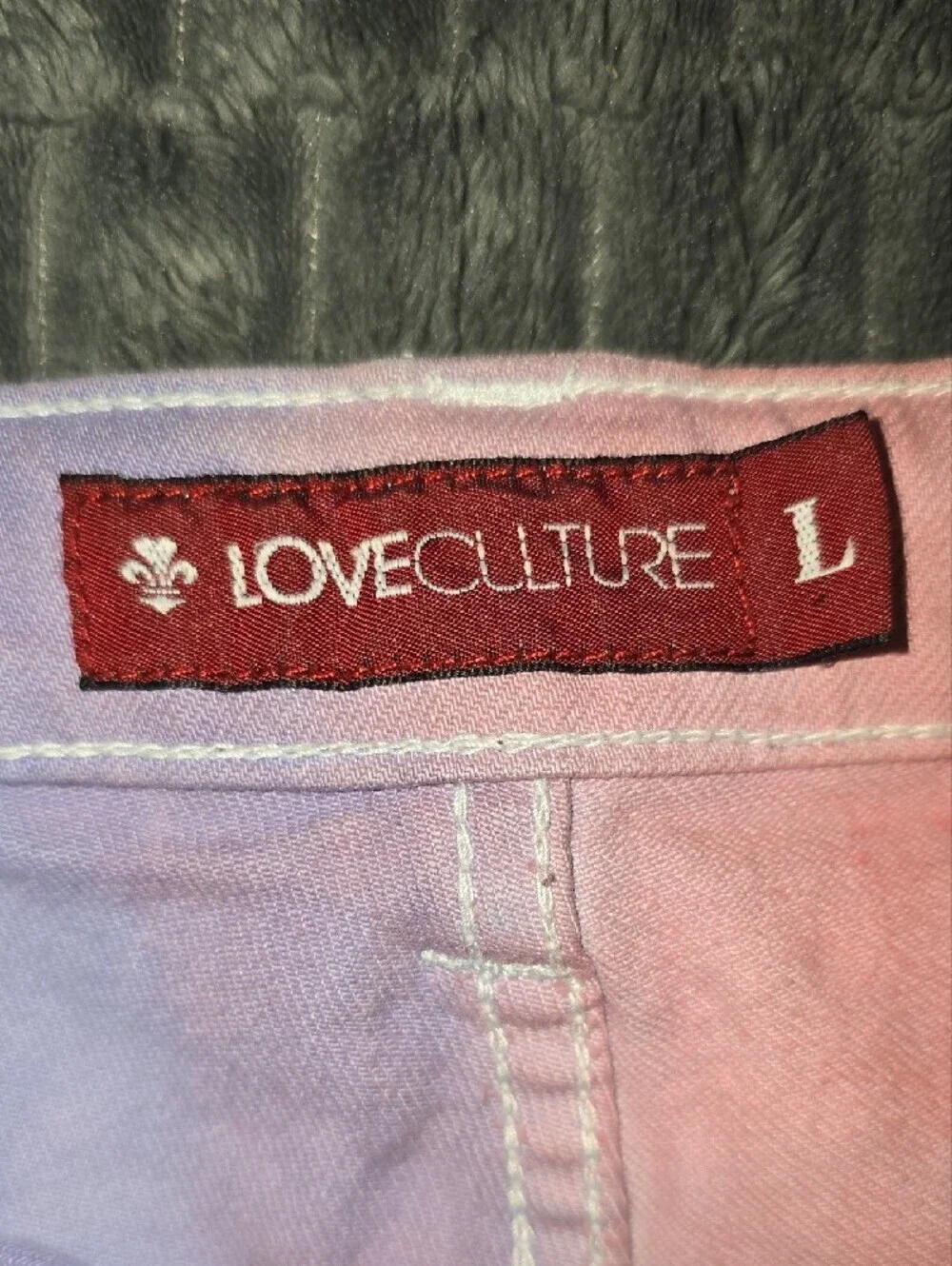 Love Culture Two-Tone Pink & Purple Distressed Jean Shorts LOT-D